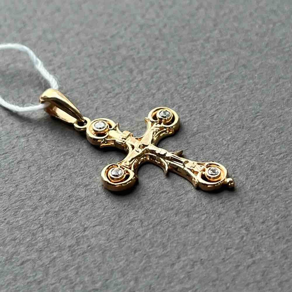 Купить Крест из красного золота "Спаси и Сохрани" с фианитами (41390)