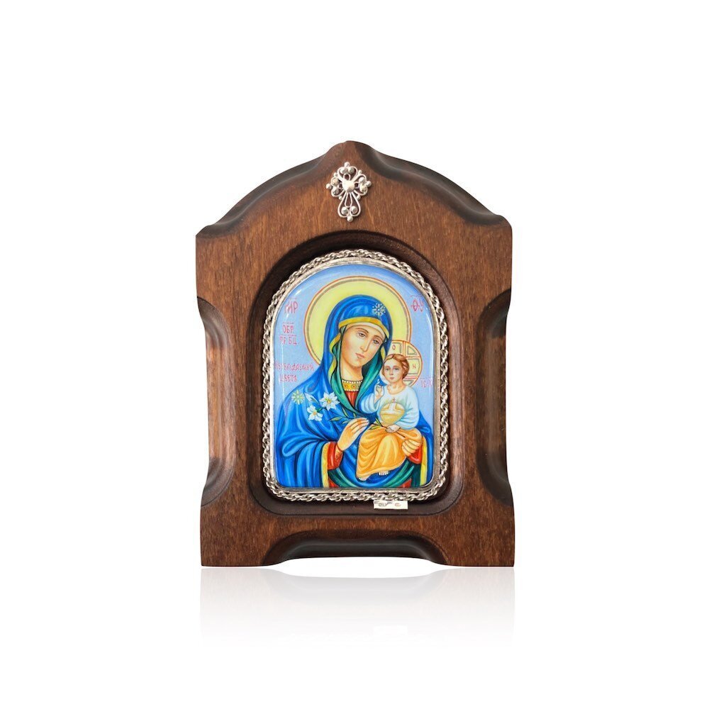 Купить Икона "Божия Матерь Неувядаемый цвет" эмаль финифть (20198)
