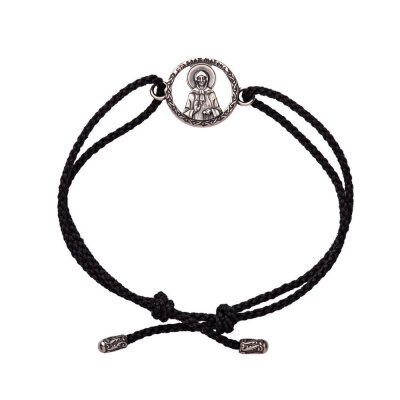картинка Браслет из шнурка и серебра "Святая Матрона Московская" (12345) 