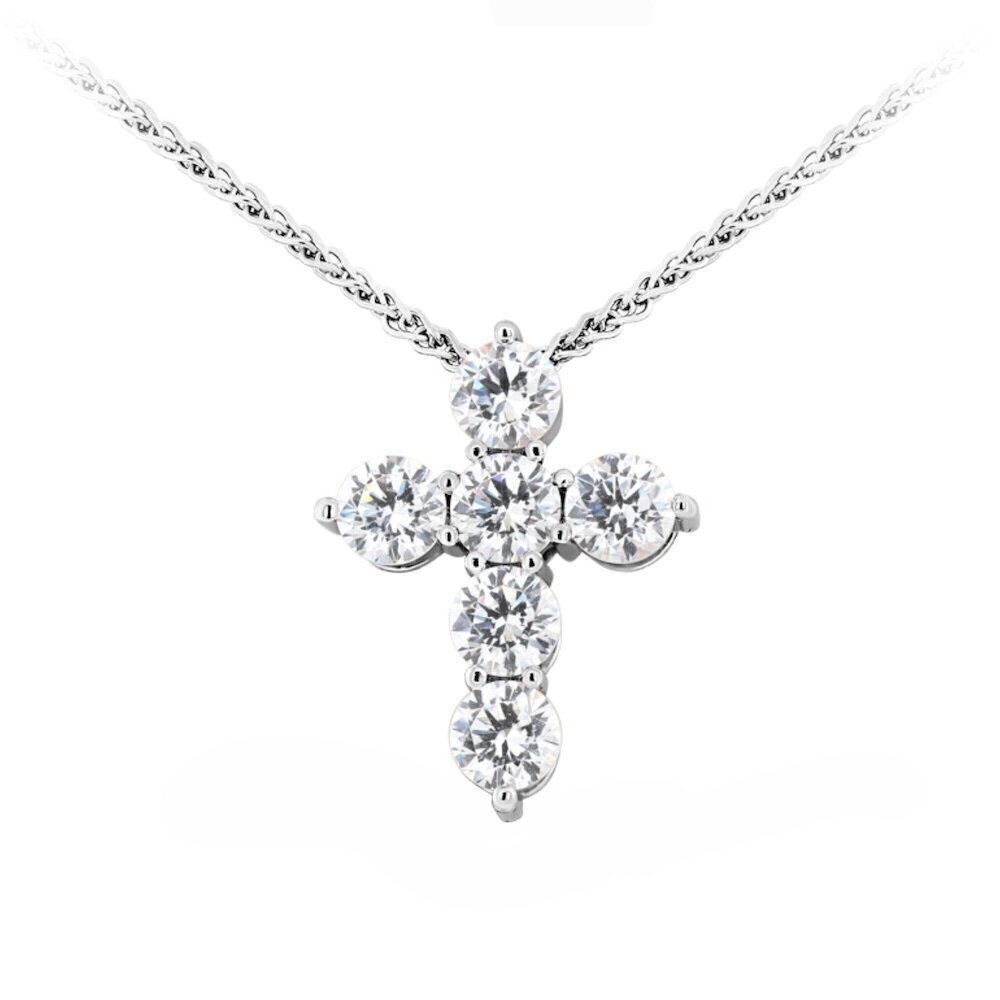 Купить Крест из серебра с фианитами на цепочке (42988)