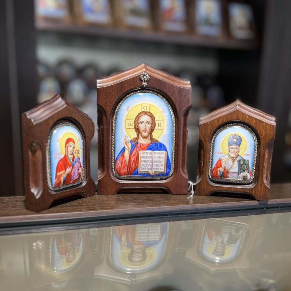 Купить Икона "Триптих" эмаль финифть (20782)