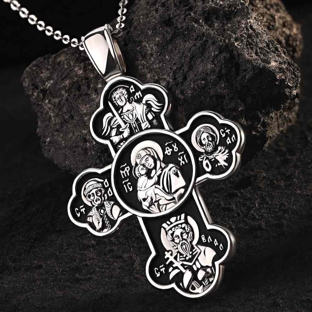 Купить Крест из серебра "Богородица" (42725)