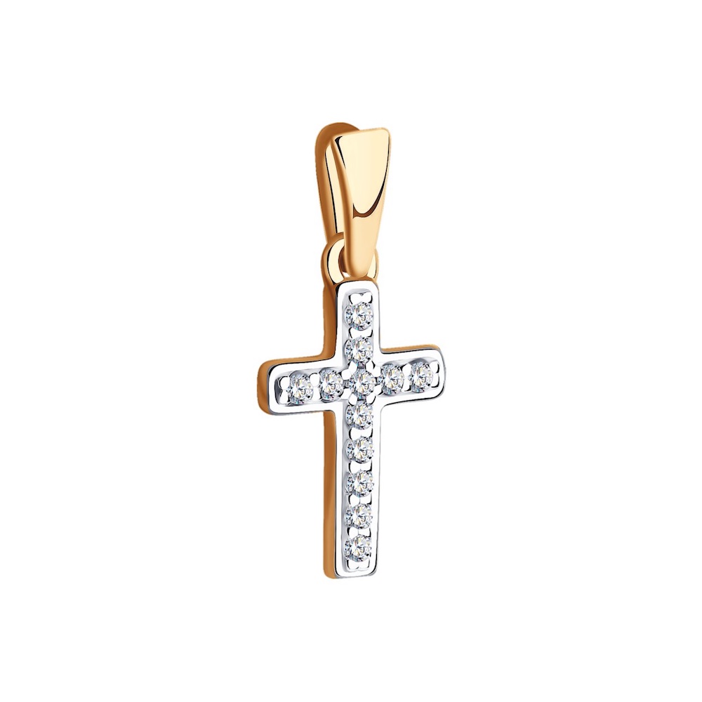 Купить Крест из красного золота с фианитами (41559)