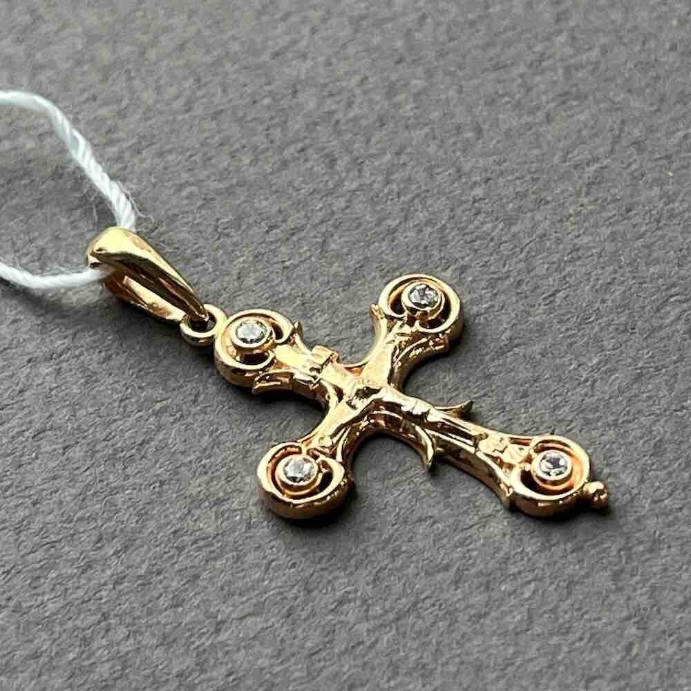 Купить Крест из красного золота "Спаси и Сохрани" с фианитами (41390)