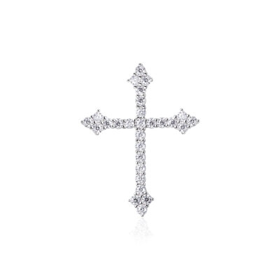 картинка Крест из белого золота с бриллиантами (41116) 