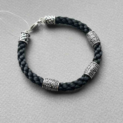 картинка Браслет из шнурка и серебра "Отче Наш" (12290) 