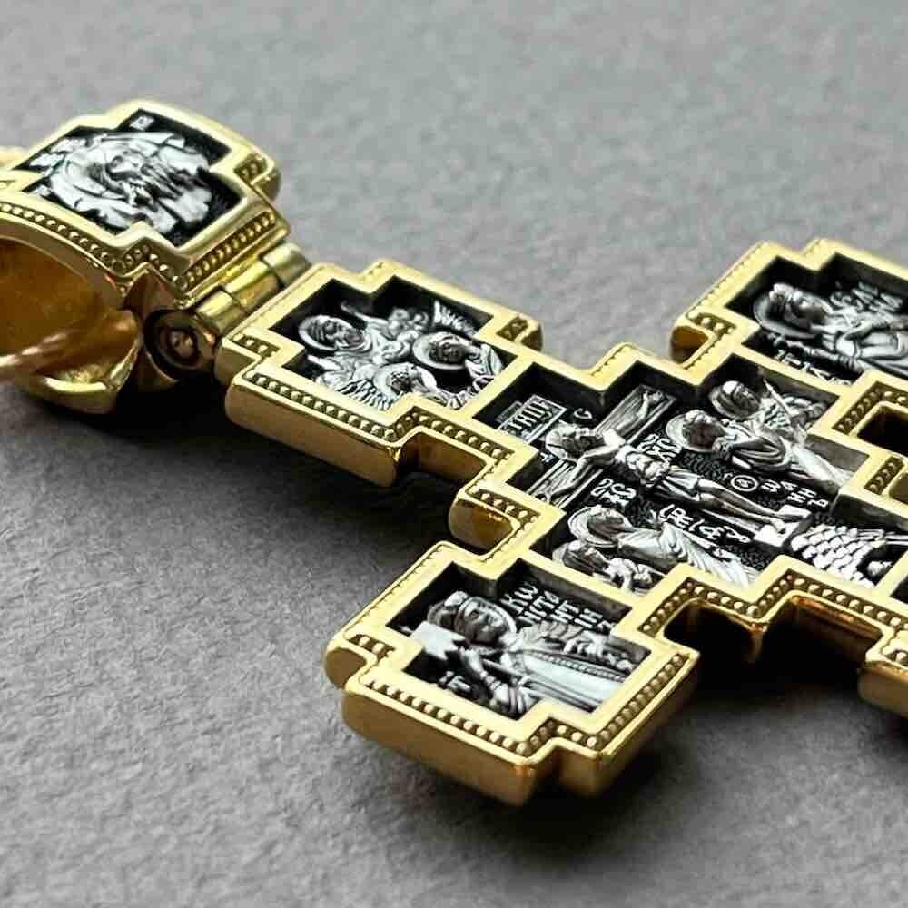 Купить Крест из серебра "Святые покровители" (42866)