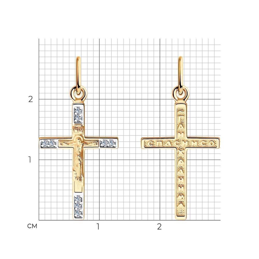 Купить Крест из красного золота "Спаси и Сохрани" с фианитами (41572)