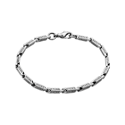 картинка Браслет литой из серебра с узорами на звенья (12224) 