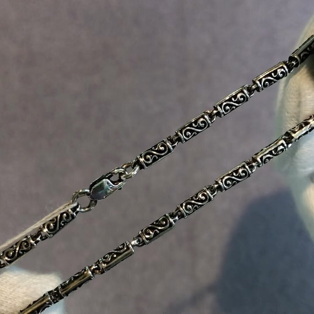 Купить Цепь литая из серебра с узором (92348)