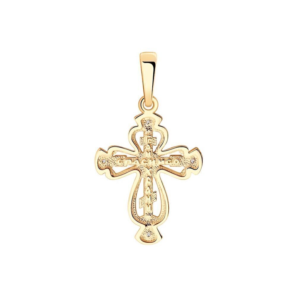 Купить Крест из красного золота "Спаси и Сохрани" с фианитами (41569)