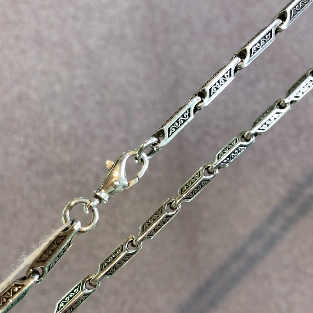 Купить Браслет литой из серебра с узорами на звенья (12224)