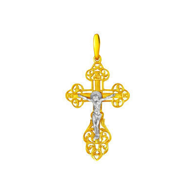картинка Крест из желтого золота "Спаси и Сохрани" (41008) 