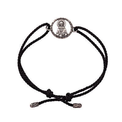 картинка Браслет из шнурка и серебра "Святая Матрона Московская" (12345) 
