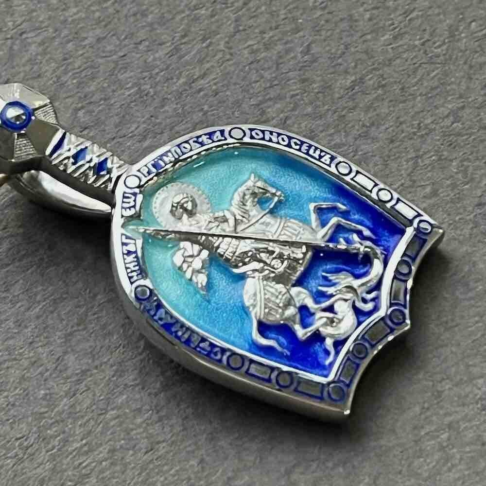 Купить Образ из серебра "Святой Георгий Победоносец" с эмалью (52881)