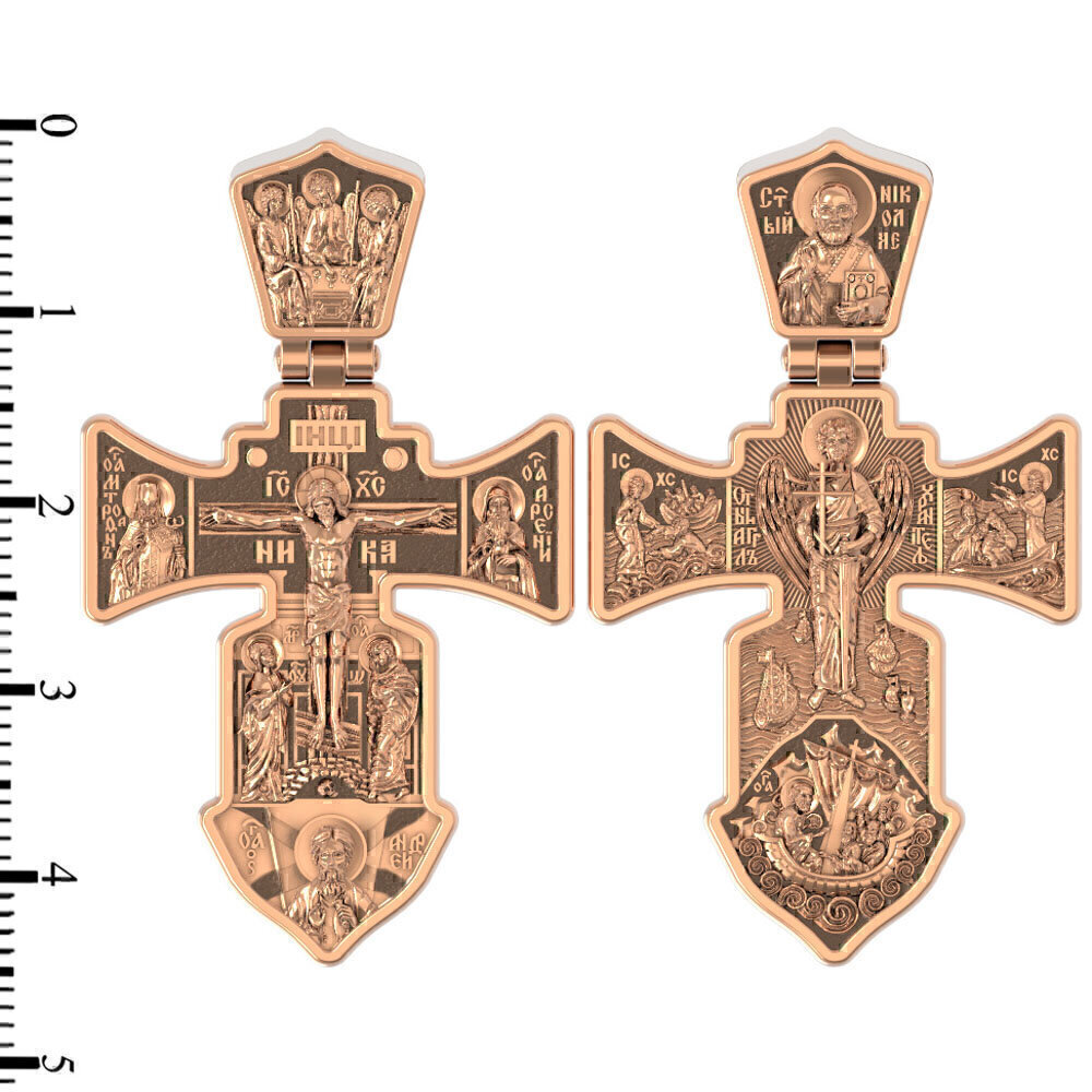 Купить Крест из красного золота "Святой Николай Чудотворец" (2248)