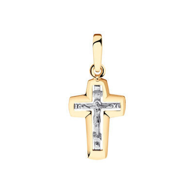 картинка Крест из красного золота "Спаси и Сохрани" (41411) 