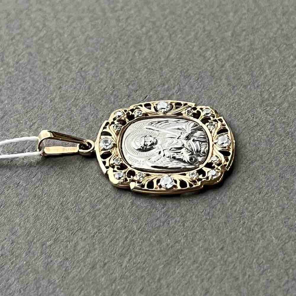 Купить Образ из красного золота "Ангел Хранитель" с цирконами (51037)