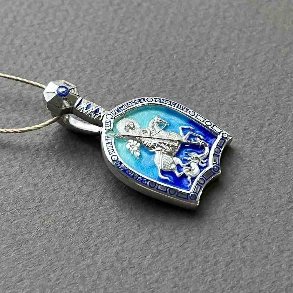 Купить Образ из серебра "Святой Георгий Победоносец" с эмалью (52881)