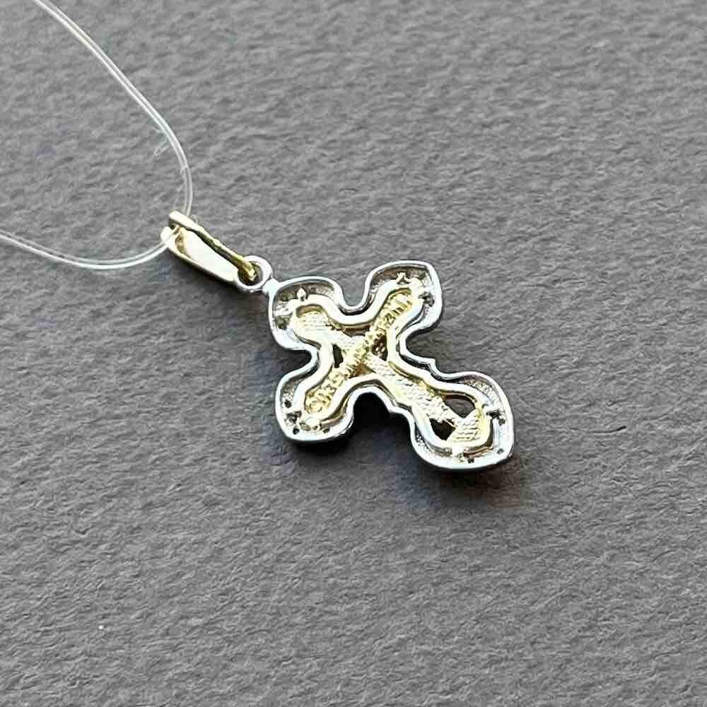 Купить Крест из желтого золота "Спаси и Сохрани" с бриллиантами (41533)