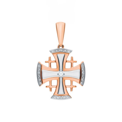 картинка Крест из серебра "Иерусалимский" с фианитами (42776) 