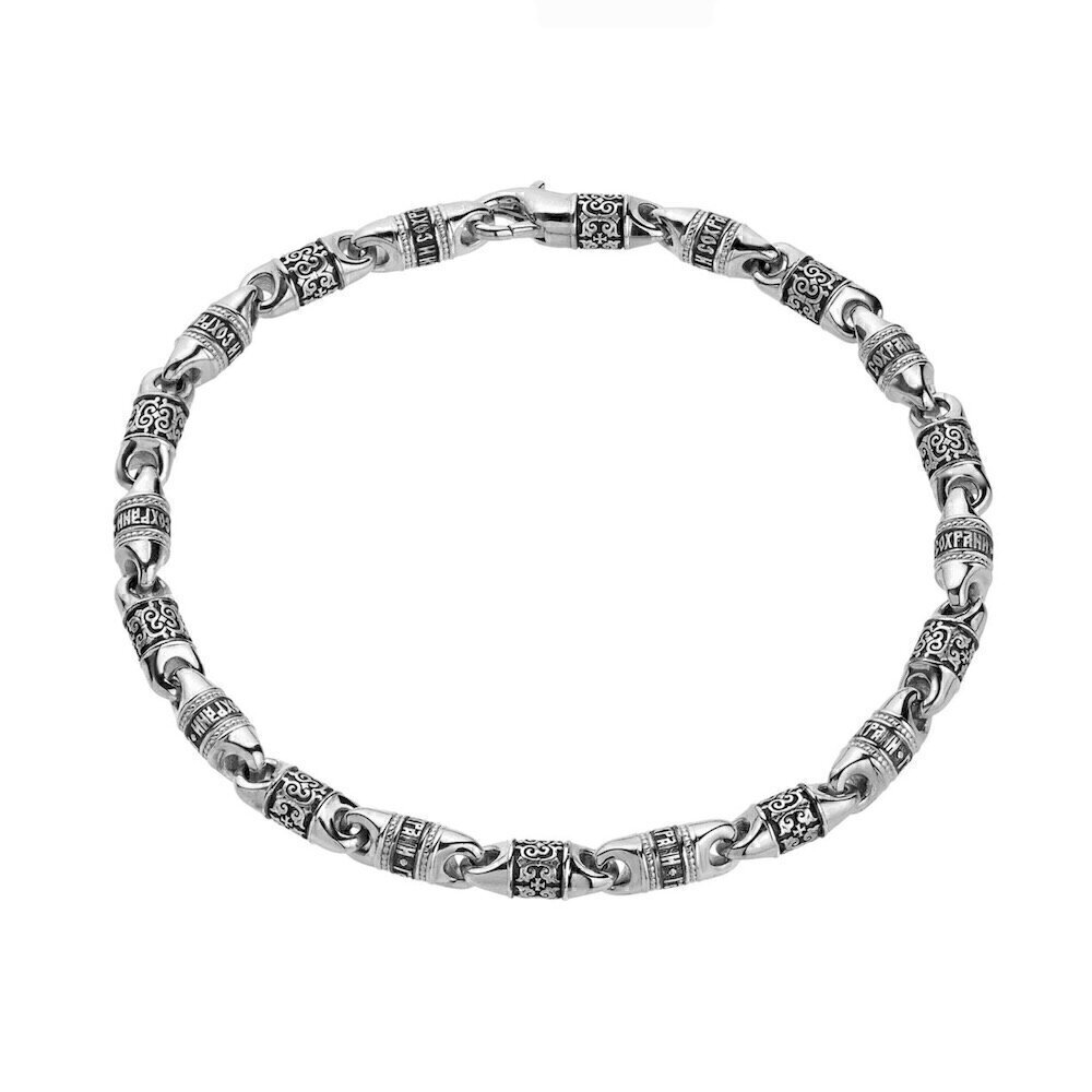 Купить Браслет литой из серебра "Спаси и Сохрани" (12377)