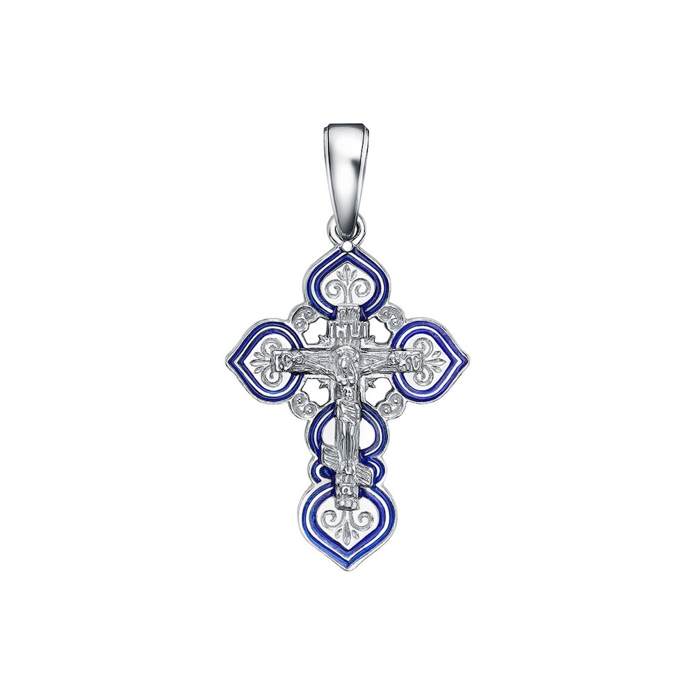 Купить Крест из серебра "Спаси и Сохрани" с эмалью (421119)