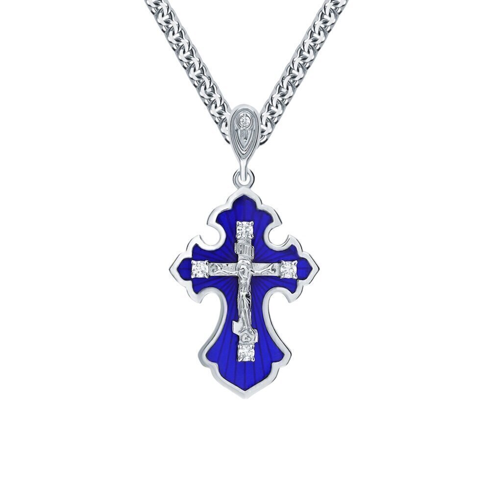 Купить Крест из серебра "Спаси и Сохрани" с фианитами (42574)