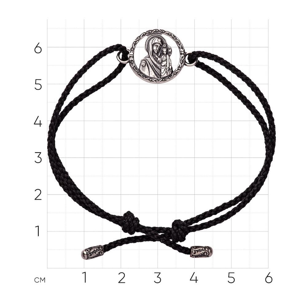 Купить Браслет из шнурка и серебра "Божия Матерь Казанская" (12265)
