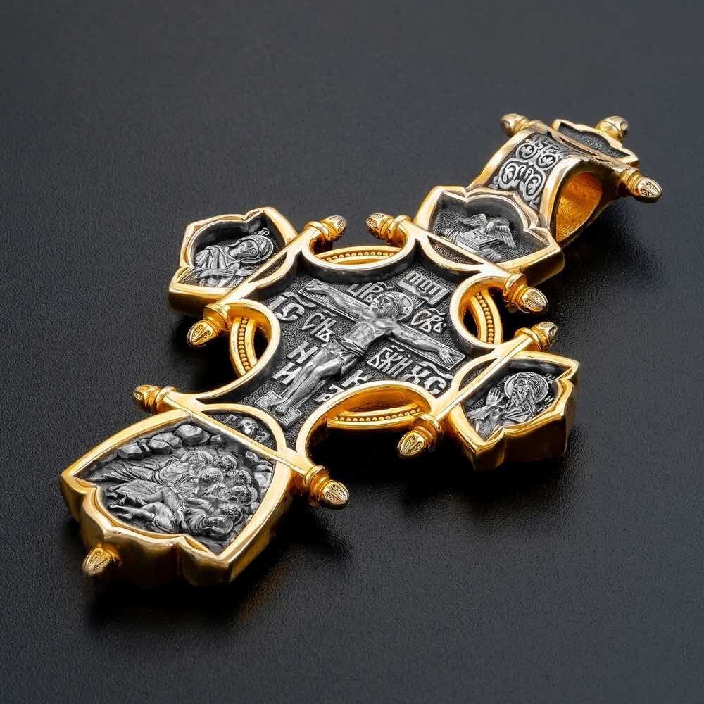 Купить Крест из серебра "Святые покровители" (42820)