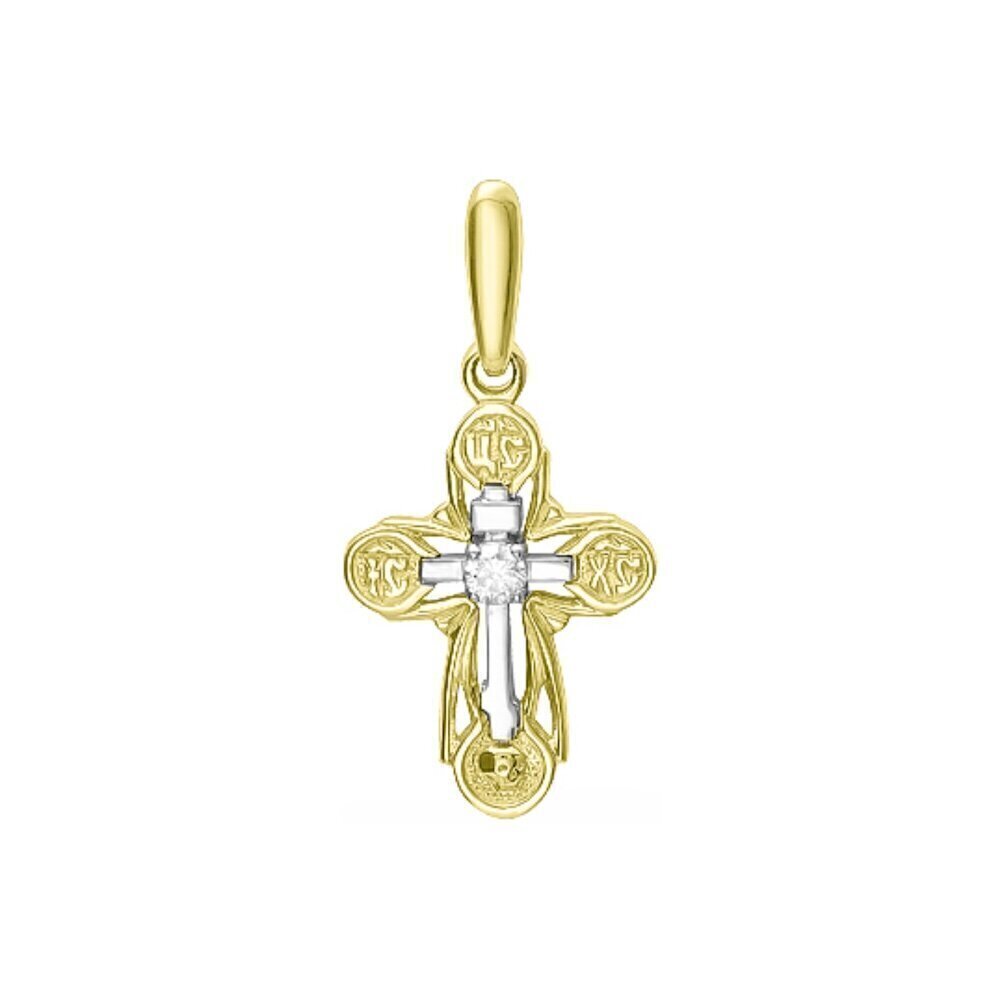 Купить Крест из желтого золота с бриллиантом (41531)