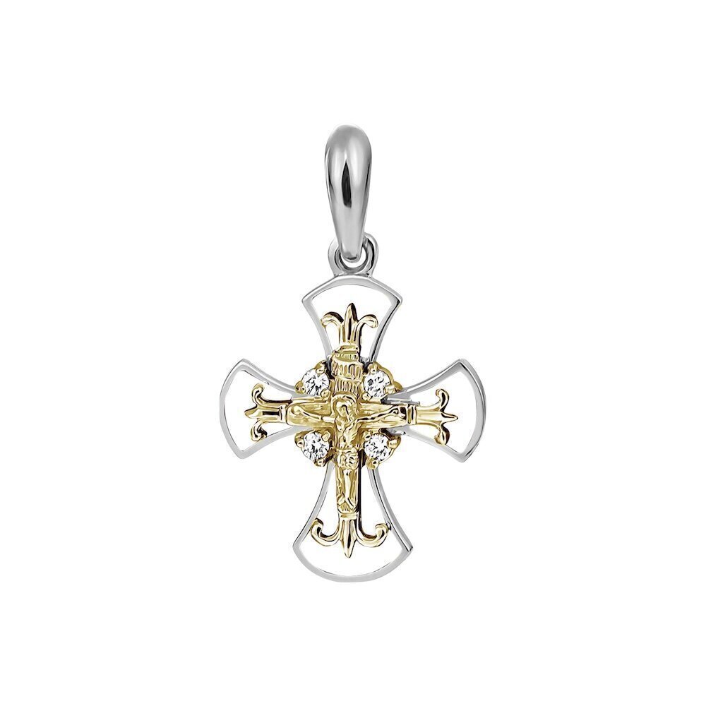Купить Крест из серебра "Спаси и Сохрани" с бриллиантами (42543)