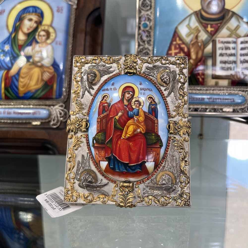 Купить Икона "Божия Матерь Всецарица" эмаль финифть (20599)