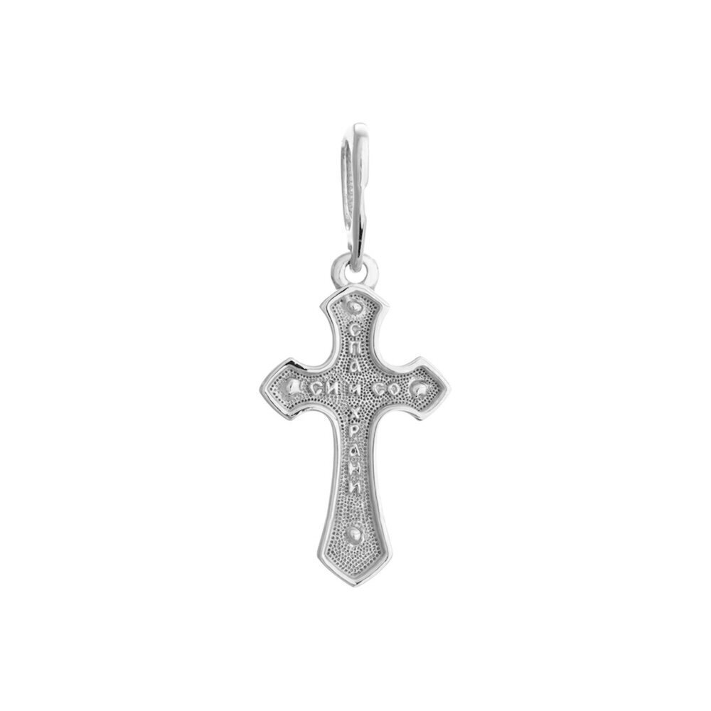 Купить Крест из белого золота "Спаси и Сохрани" с бриллиантом (41029)
