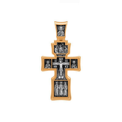 картинка Крест из серебра "Святые покровители" (42854) 