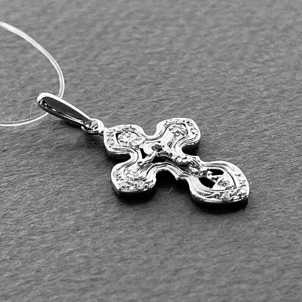 Купить Крест из белого золота "Спаси и Сохрани" с бриллиантами (41537)