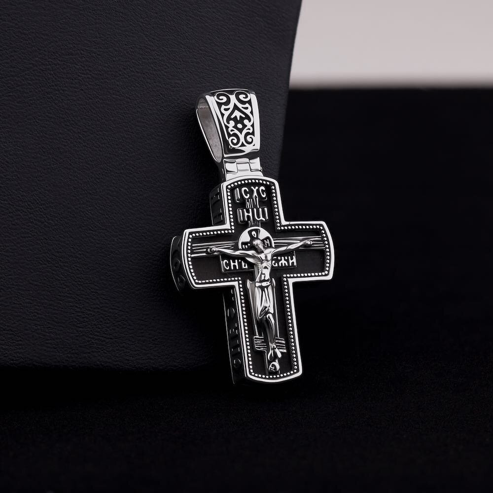 Купить Крест из дерева граб и серебра "Спаси и Сохрани" (42670)