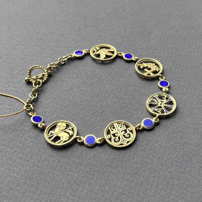 картинка Браслет из серебра "Многочастный" с эмалью (12378) 