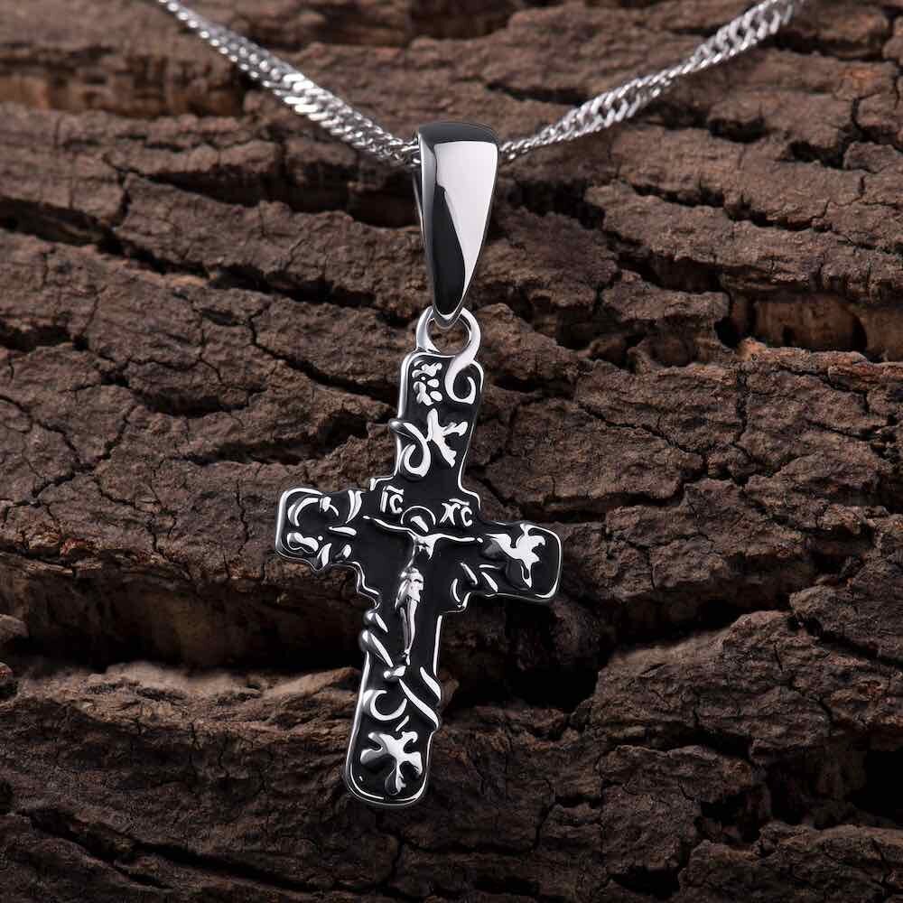 Купить Крест из серебра "Виноградная лоза" (42741)