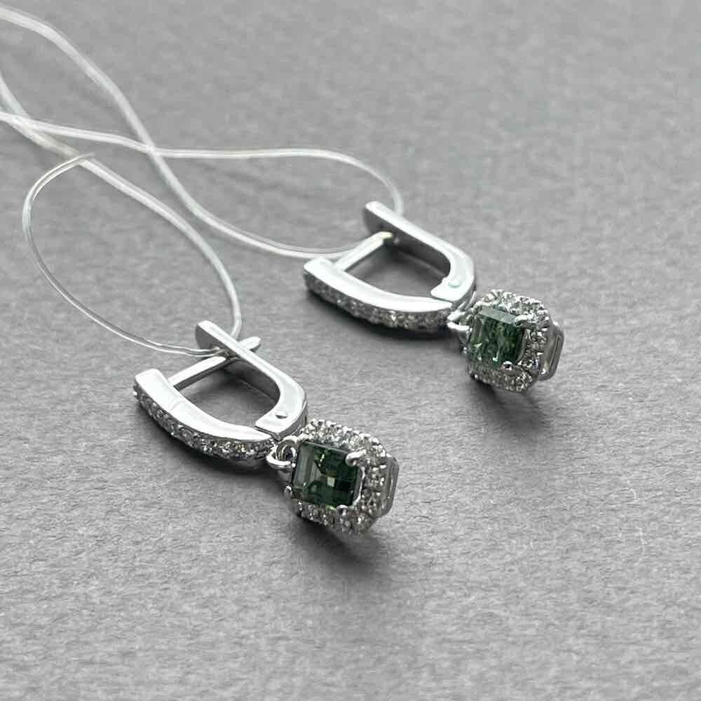 Купить Серьги из белого золота с турмалином и бриллиантами (71021)