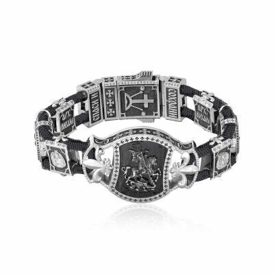 картинка Браслет из шнурка и серебра "Святой Георгий Победоносец" (12071) 