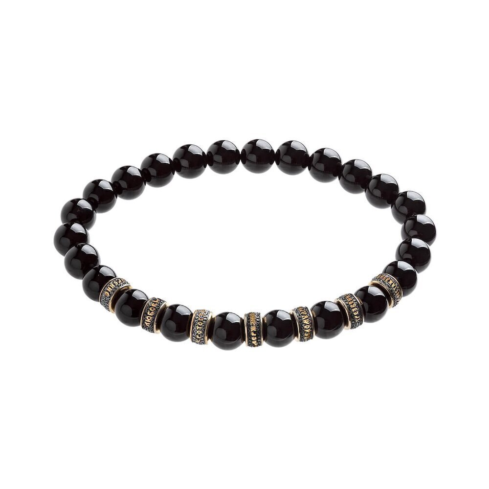 Купить Браслет из оникса "Семь Добродетелей" с бусинами из серебра (12239)