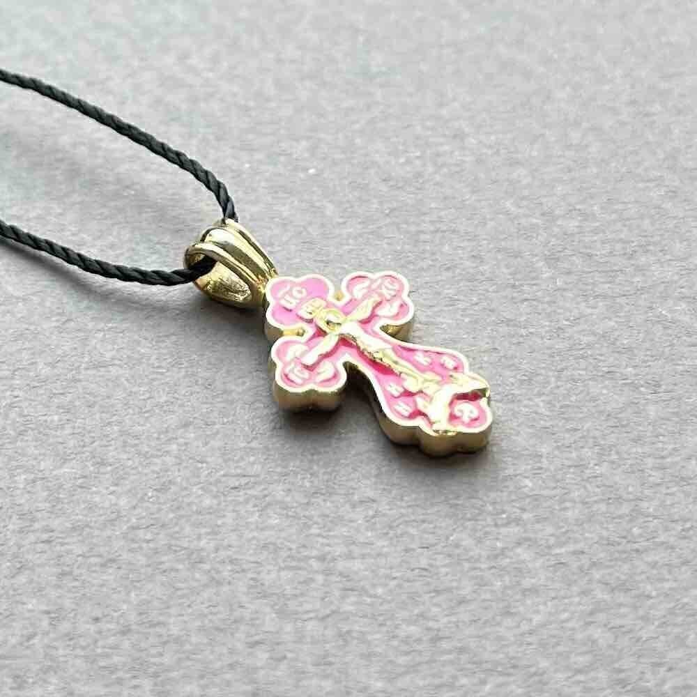 Купить Крест из желтого золота "Спаси и Сохрани" с эмалью (41498)