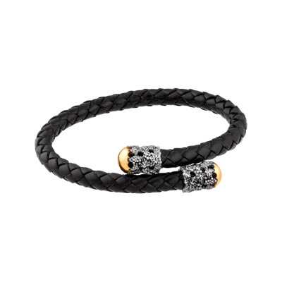 картинка Браслет из кожи и серебра "Виноградная лоза" (12326) 