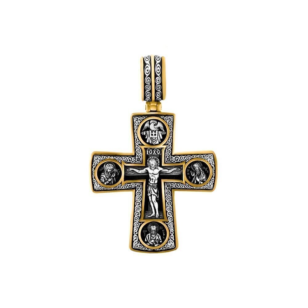 Купить Крест из серебра "Святые покровители" (42879)