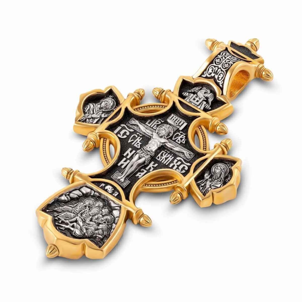 Купить Крест из серебра "Святые покровители" (42820)