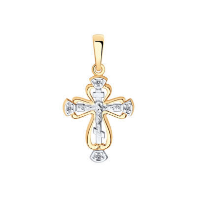 картинка Крест из красного золота "Спаси и Сохрани" с фианитами (41569) 