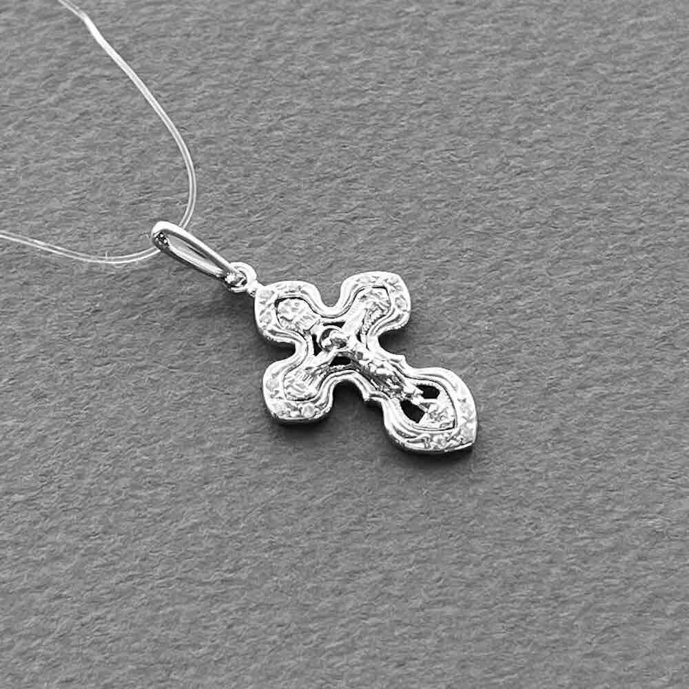 Купить Крест из белого золота "Спаси и Сохрани" с бриллиантами (41537)