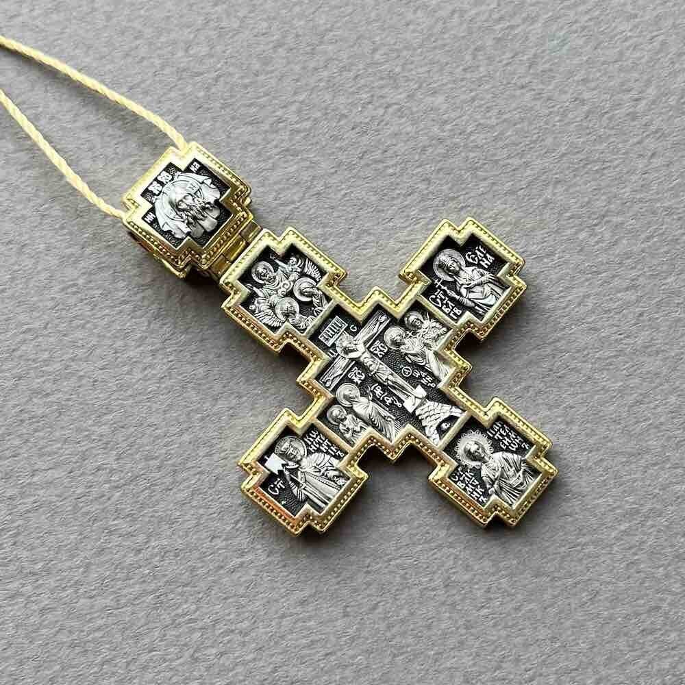 Купить Крест из серебра "Святые покровители" (42866)