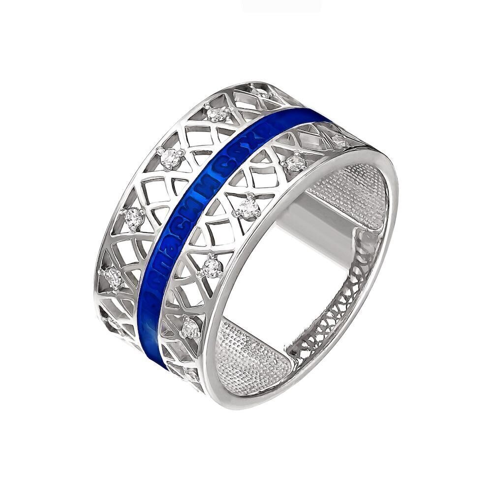 Купить Кольцо из серебра "Спаси и Сохрани" с эмалью и фианитами (32350)